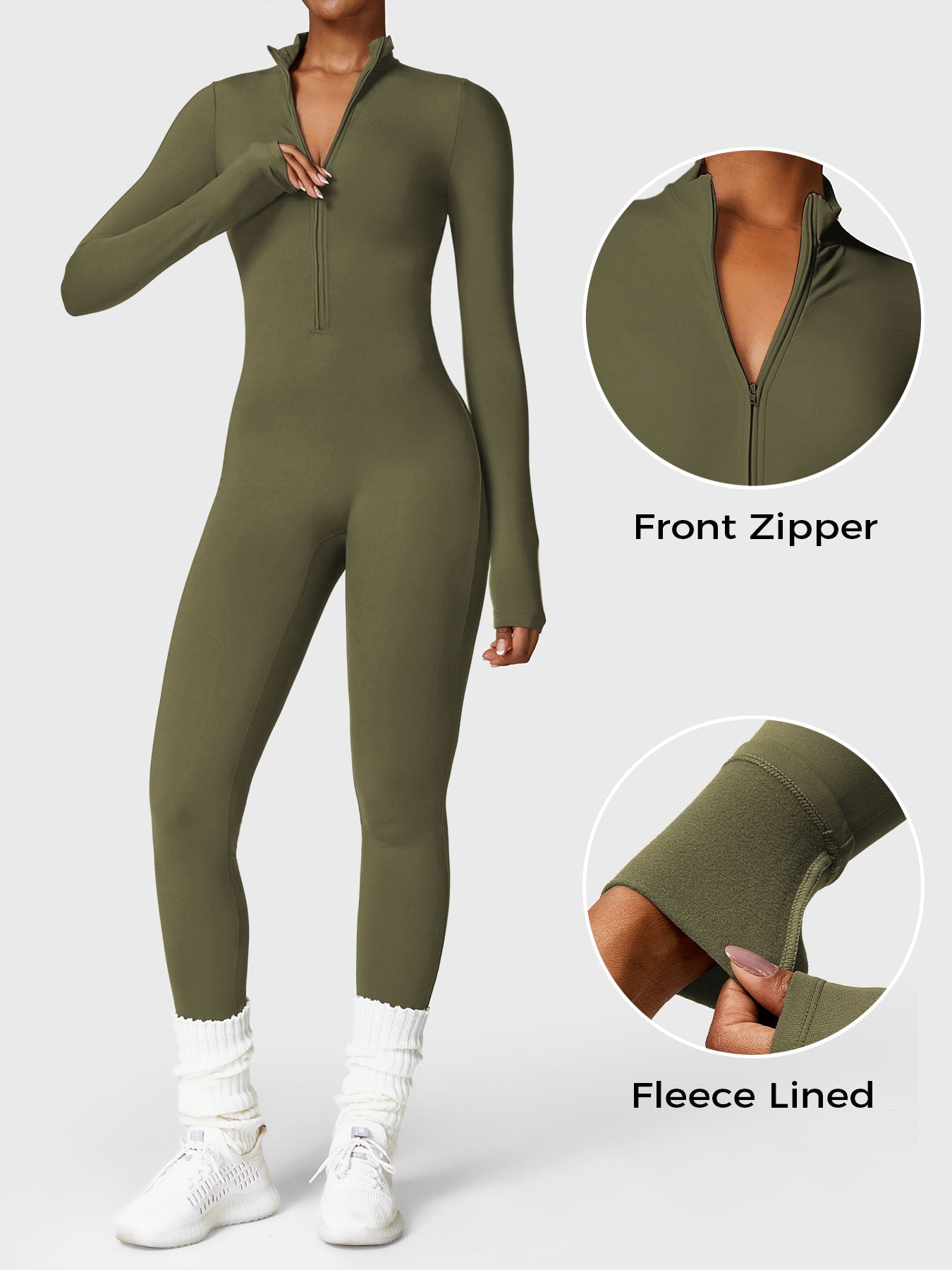 Bella Fleece Long Sleeve Zipper Jumpsuit
